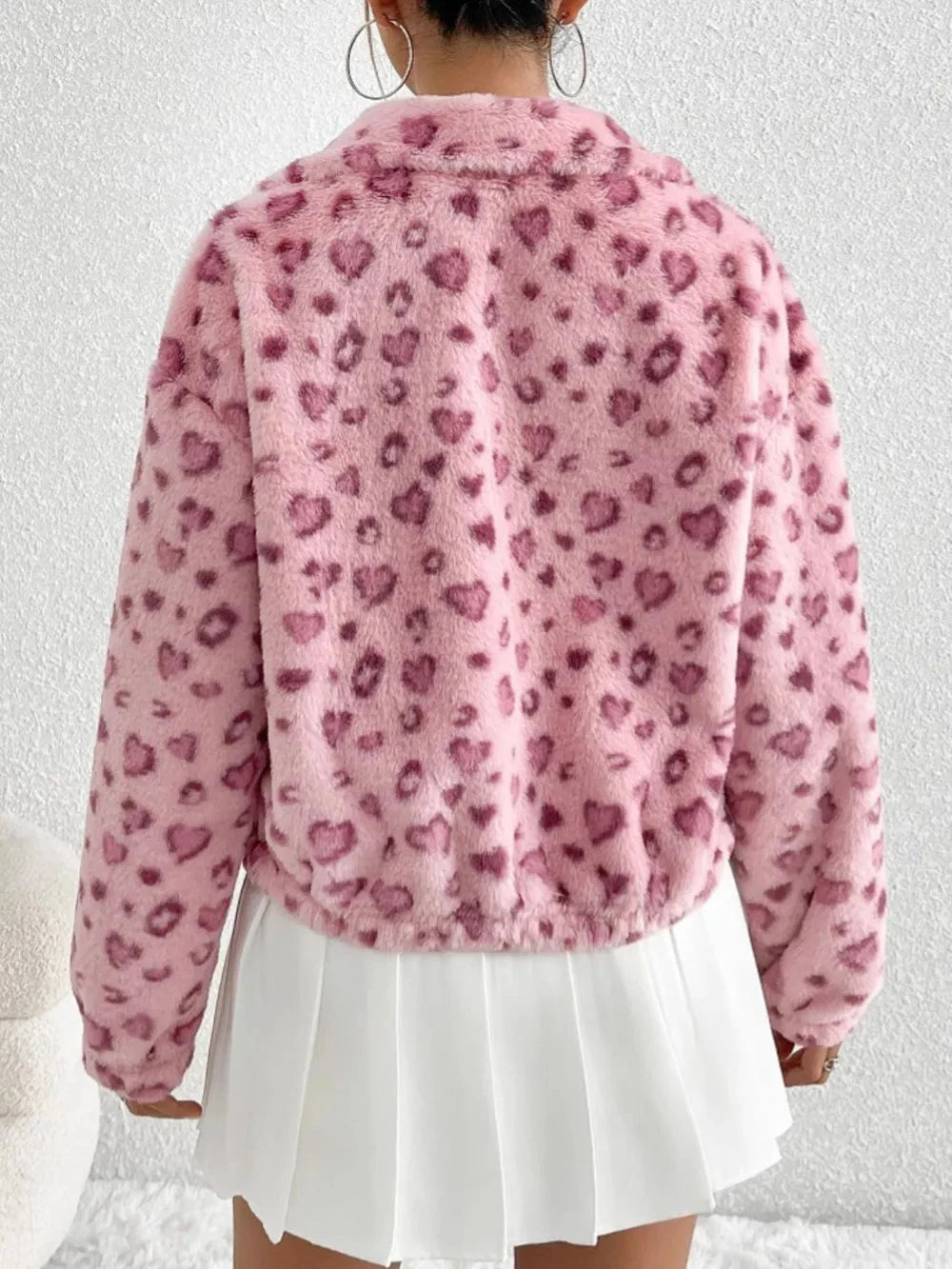 Leopard Zip Up Long Sleeve Furry Jacket Coco’s Tee Boutique