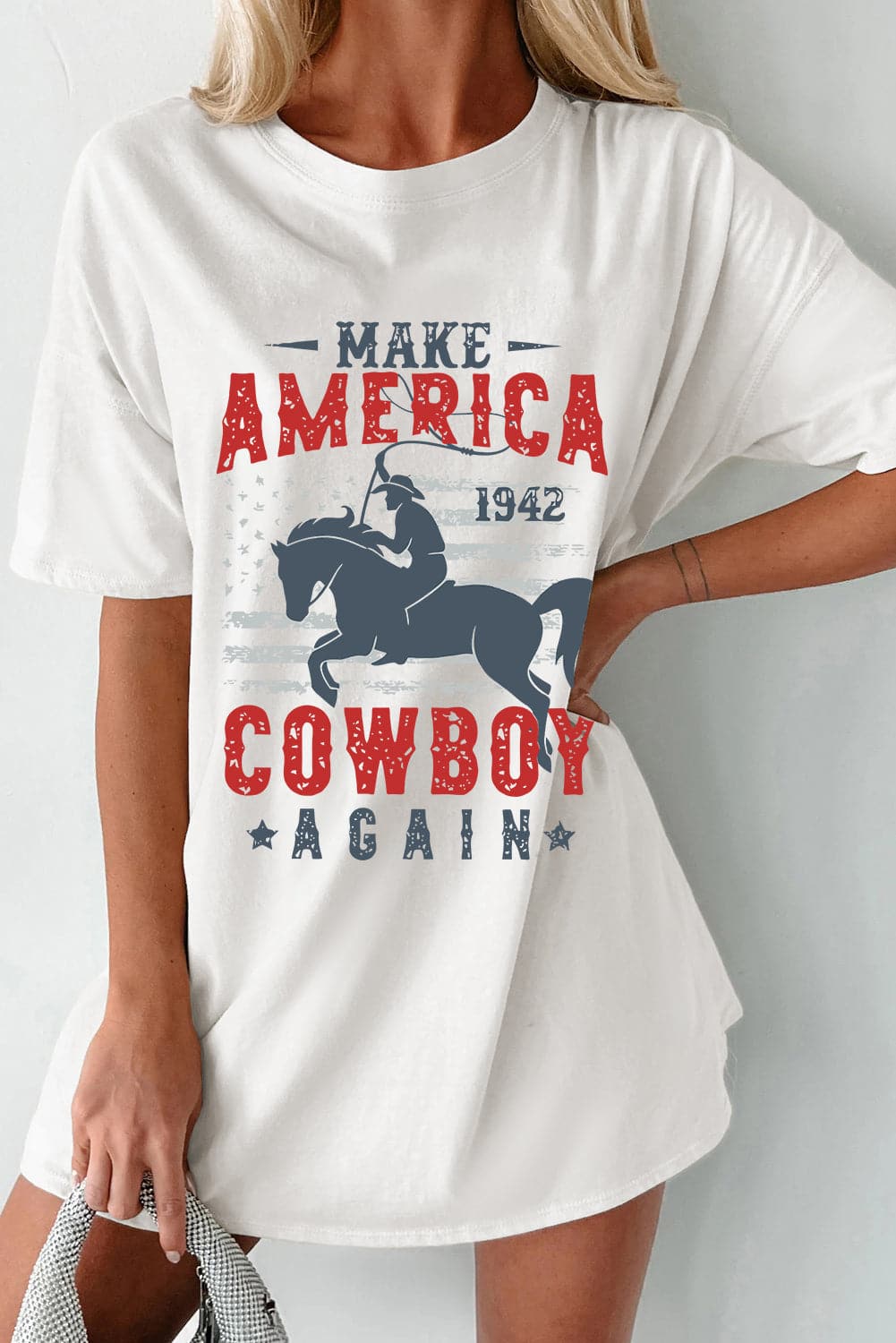 Cowboy Graphic Round Neck Half Sleeve T-Shirt.