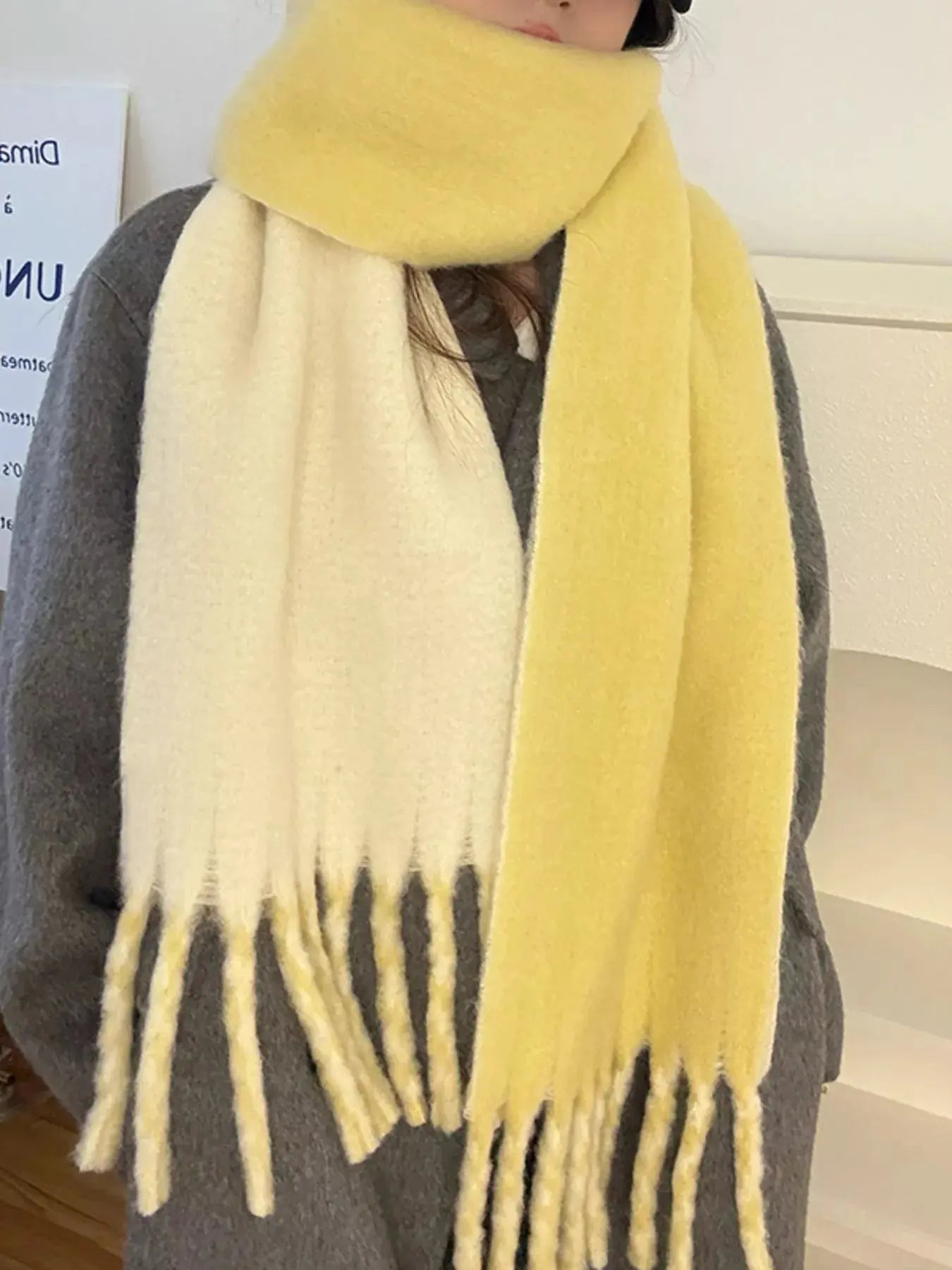 Color Block Fringe Winter Scarf Simply Love