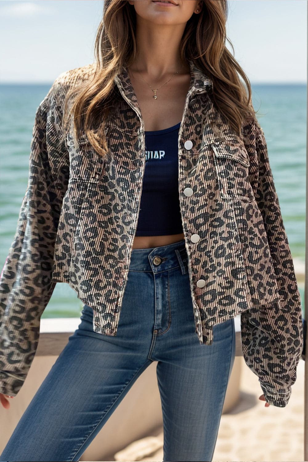 Leopard Button Down Long Sleeve JacketFeatures: Pocketed
Thickness: Normal
Body: Not lined
Material composition: 100% polyester
Care instructions: Machine wash cold. Tumble dry low.
Imported


Size
US
BuLove Salve Long Sleeve JacketOuterwear