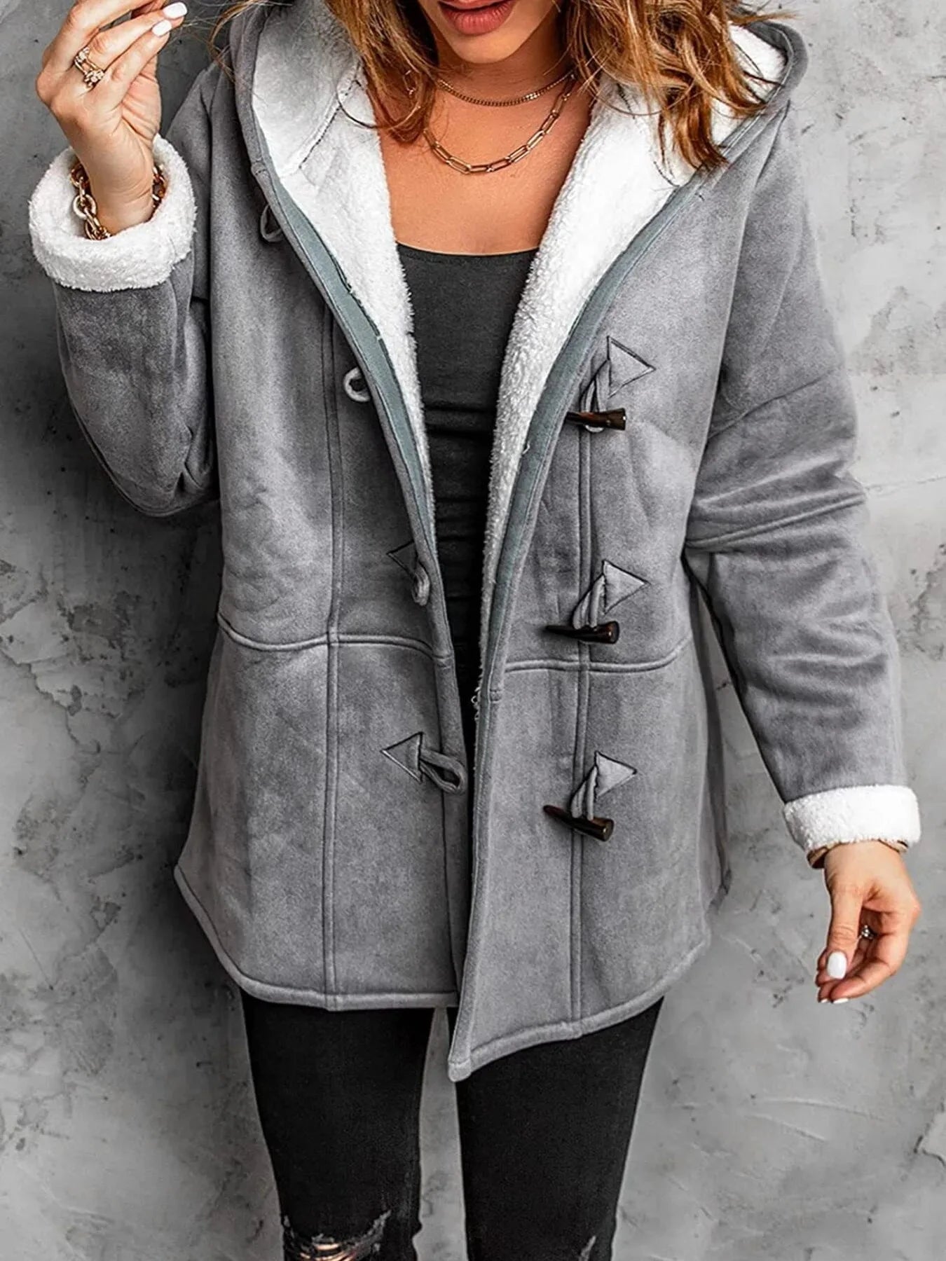 Full Size Cozy Sherpa Lined Toggle Coat with Hood Plus Size Coco’s Tee Boutique