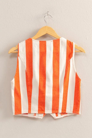 HYFVE Woven Striped V-Neck Button Down Vest - Love Salve 