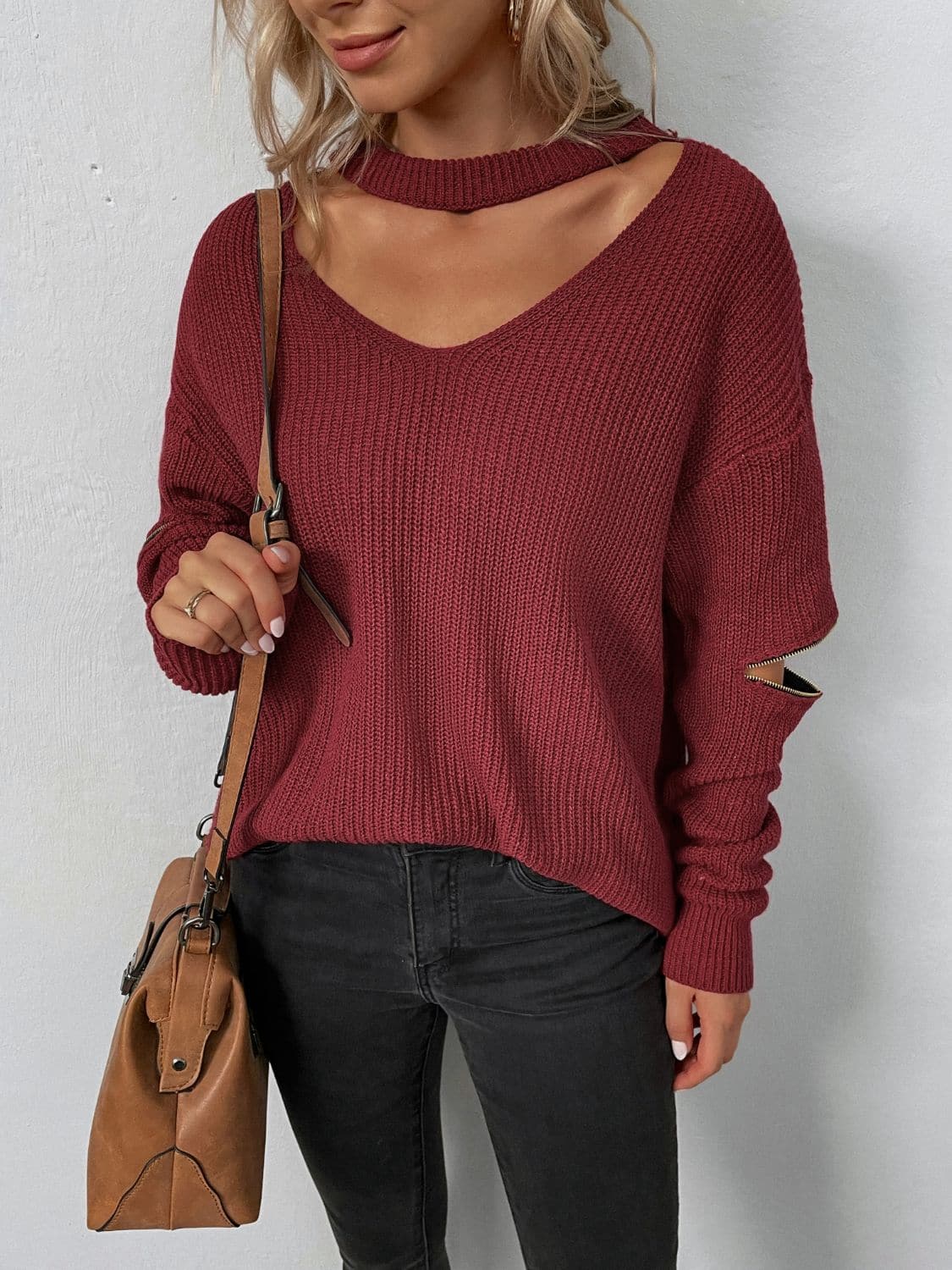 Cutout Zip Detail Sweater.