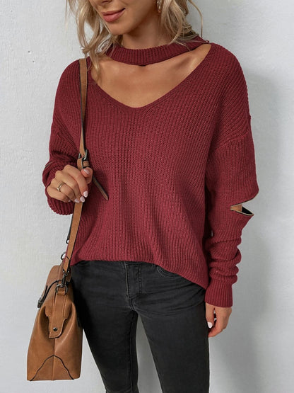 Cutout Zip Detail Sweater.