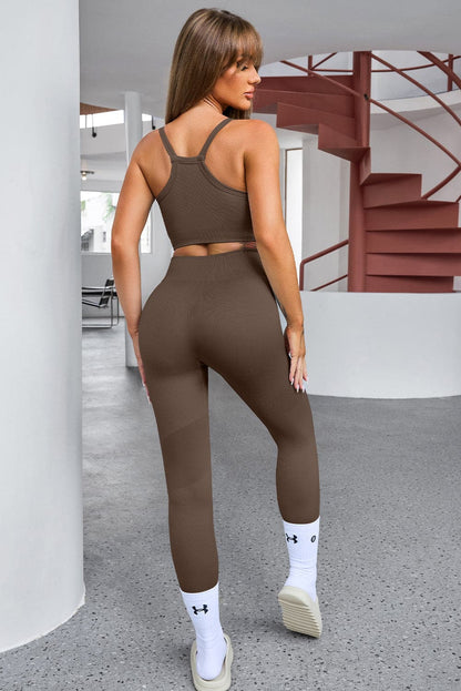 Tank Cropped Active Top and Pants Set.