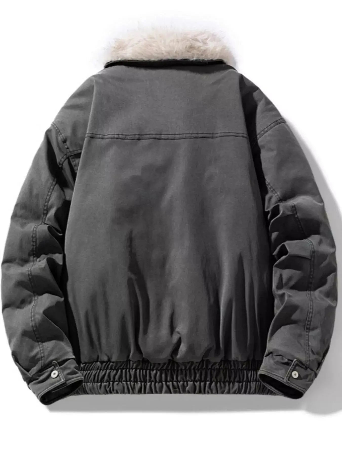 Men's Full Size Fur Collar Zip Up Bomber Jacket Plus Size Simply Love