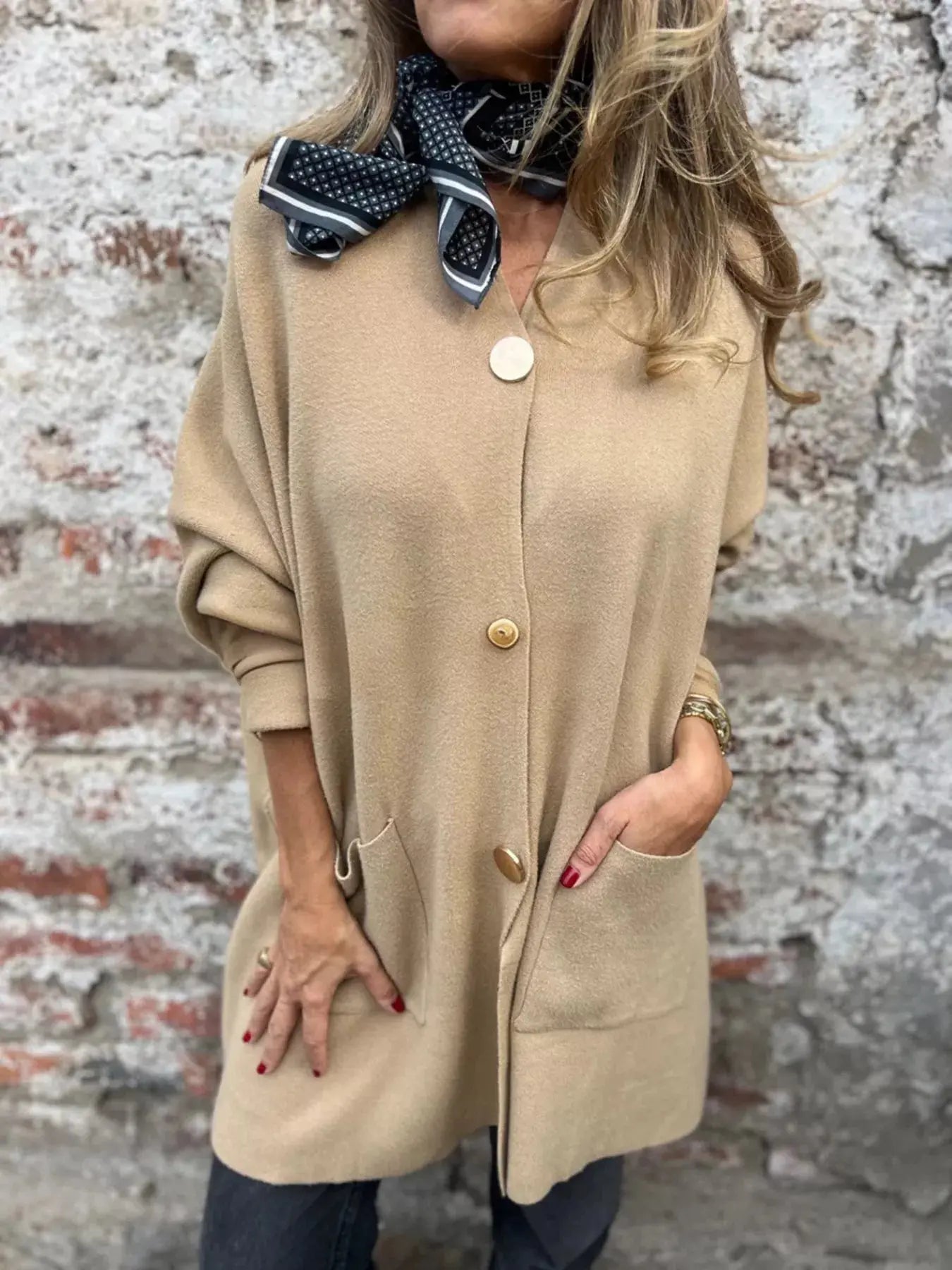 Full Size Button-Down Long Sleeve Cardigan Plus Size Simply Love