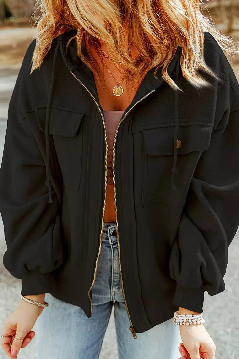 Casual Zip Up Jacket with Pockets Simply Love