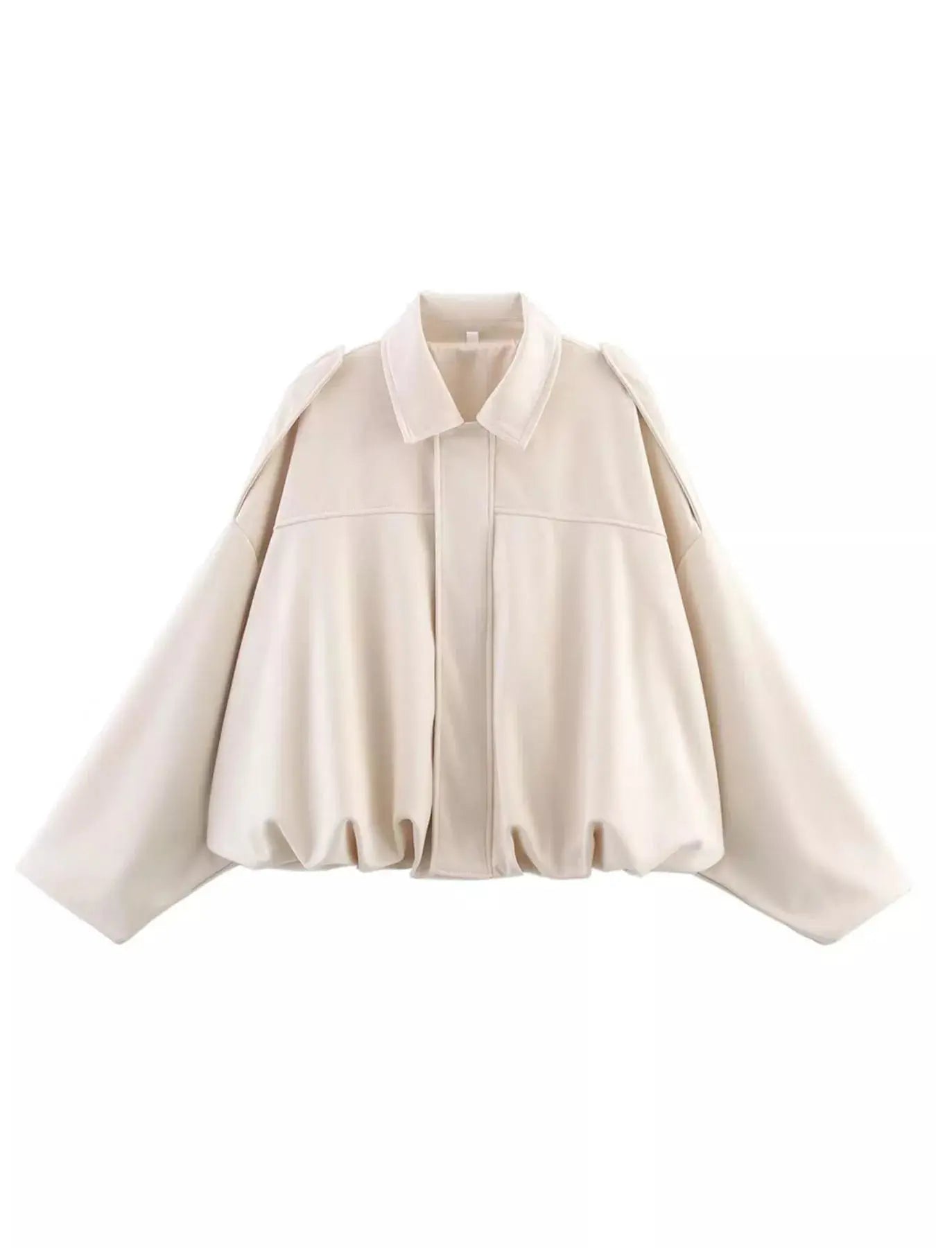 Collared Neck Dropped Shoulder Jacket Simply Love