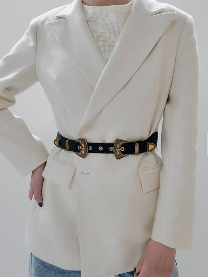 Double Buckle PU Leather Belt.