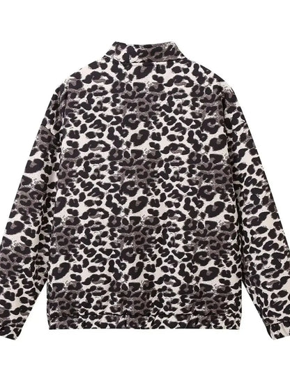 Leopard Print Oversized Bomber Jacket