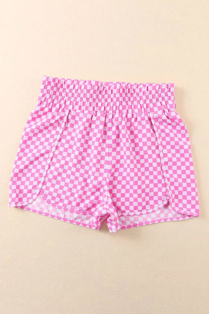 Smocked Elastic Waist Checkered Shorts
