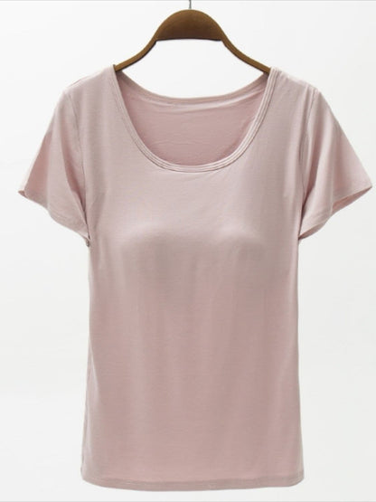 Round Neck Modal T-Shirt with Bra.