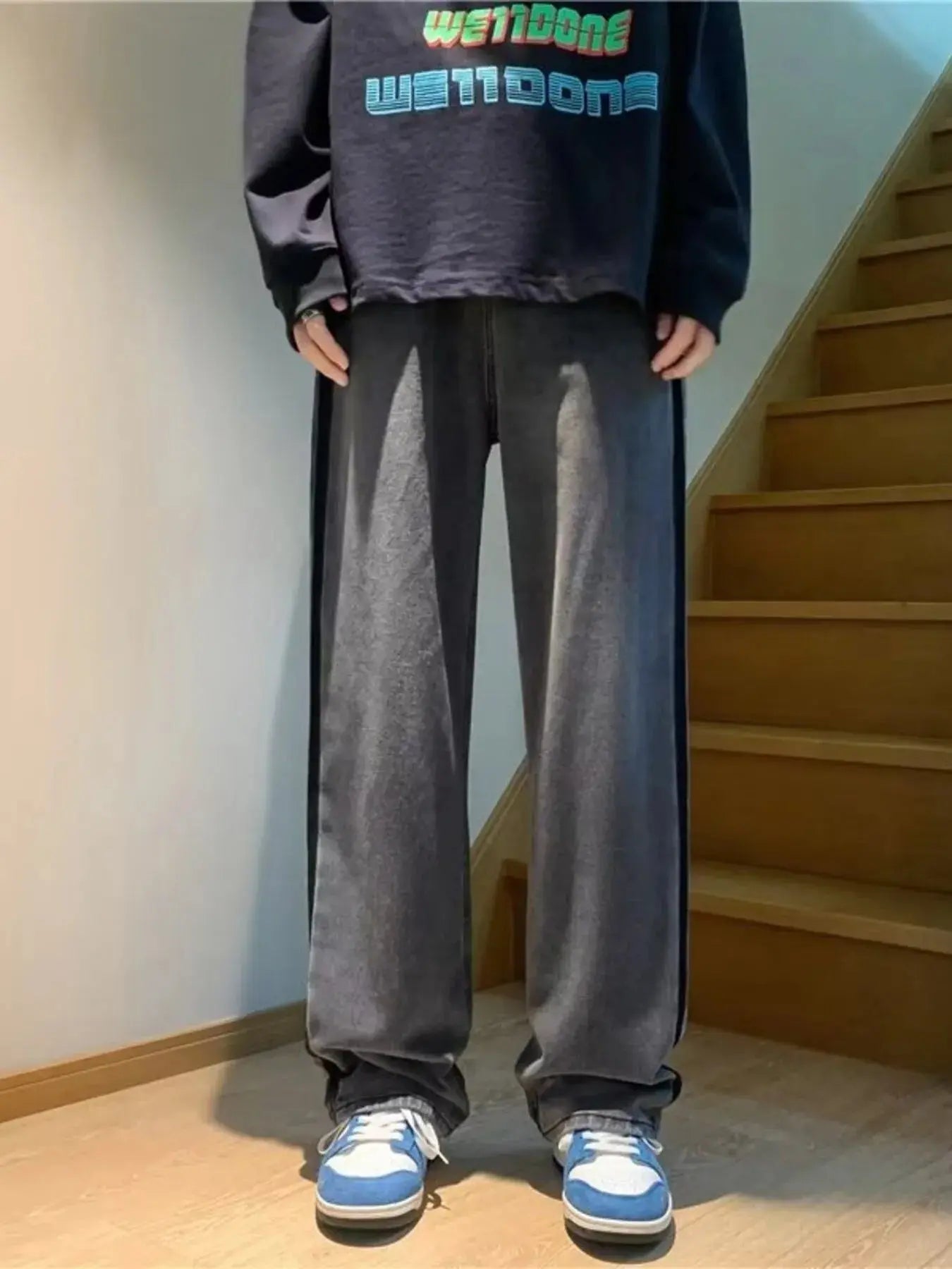Men's Full Size Side Stripe Loose Fit Jeans Plus Size Simply Love