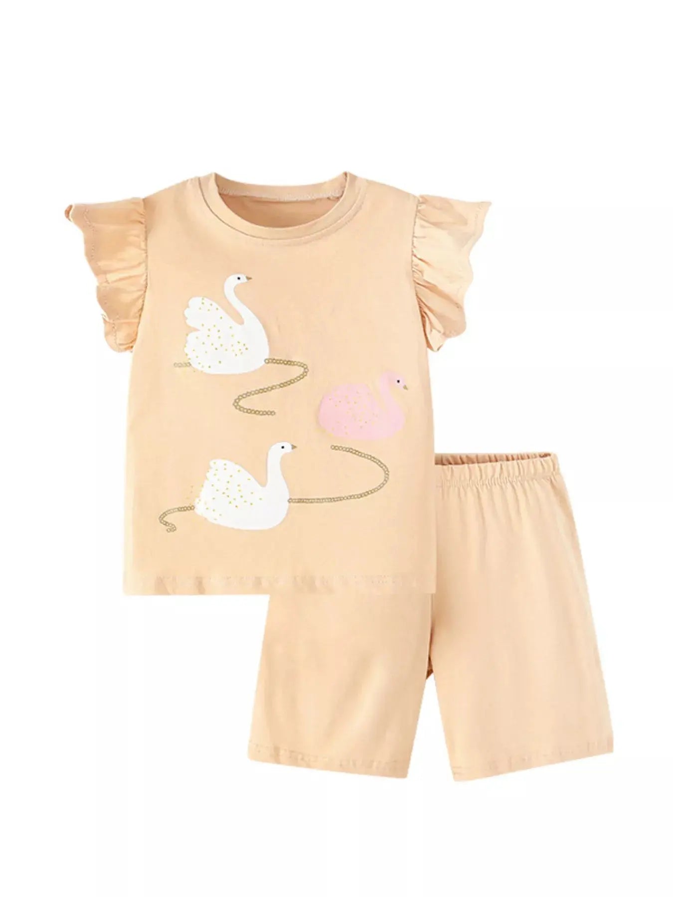 Children's Swan Ruffle Sleeve Top and Shorts Set Simply Love