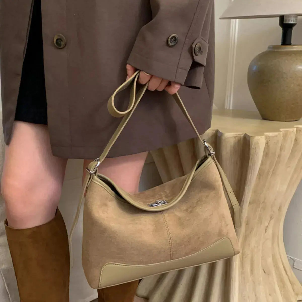 Suede Crossbody Bag with Adjustable Strap Simply Love