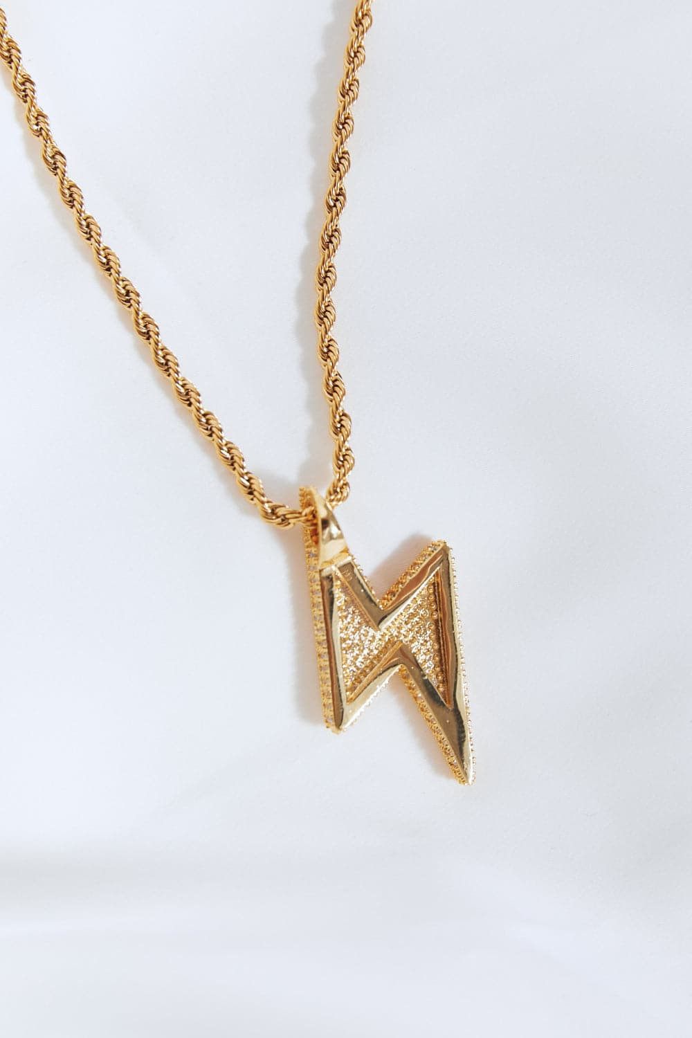 Brass Lightning Pendant Necklace.