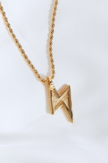 Brass Lightning Pendant Necklace.