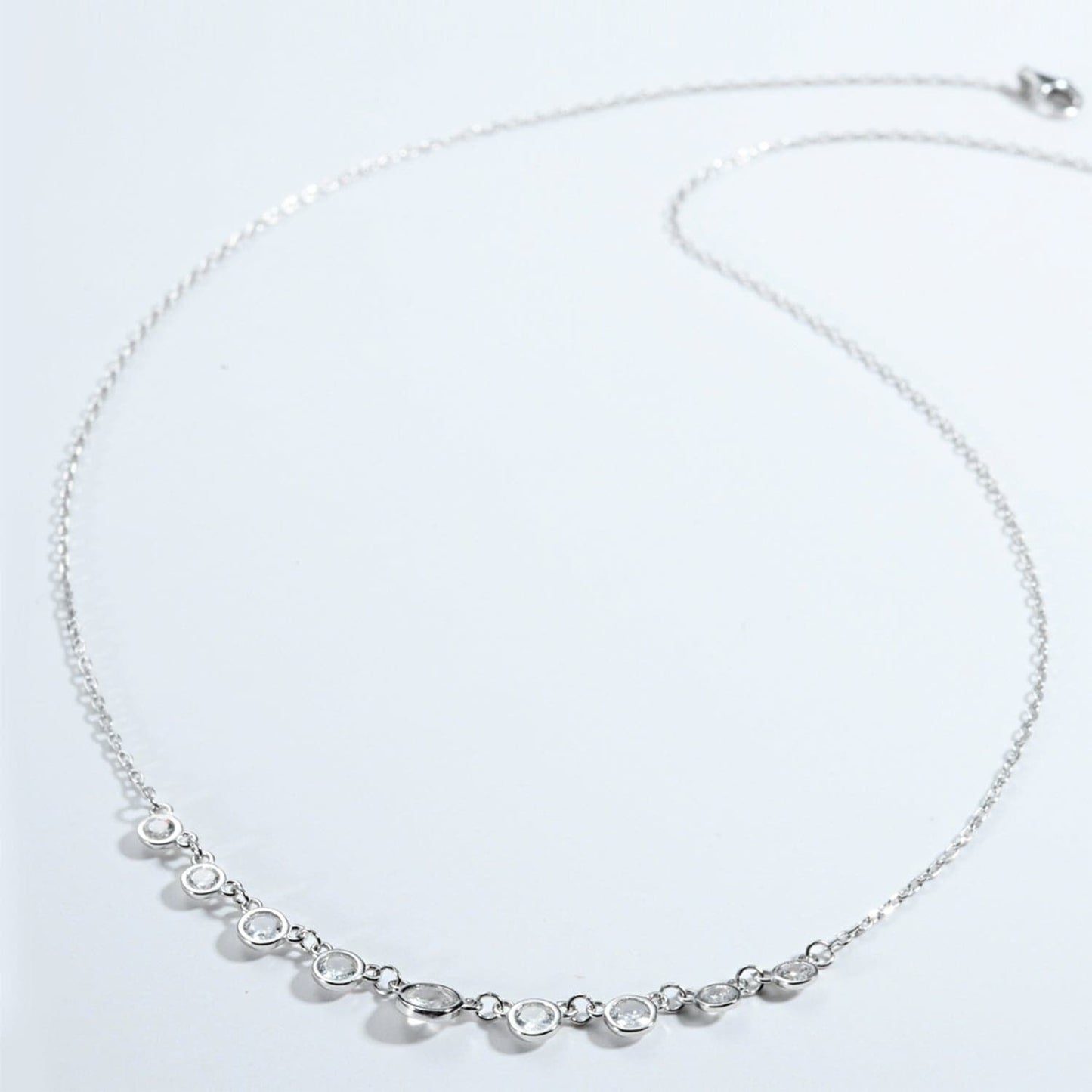 Inlaid Zircon 925 Sterling Silver Necklace.