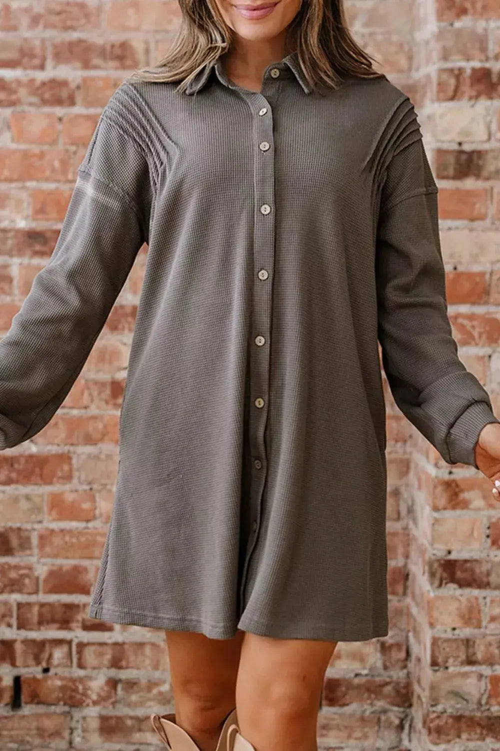 Waffle Knit Shirt Tunic Dress Simply Love