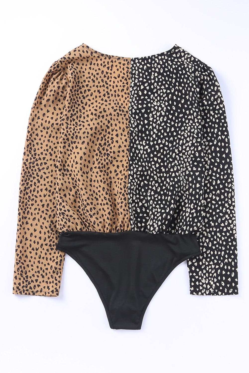 Leopard Surplice Neck Long Sleeve Bodysuit.