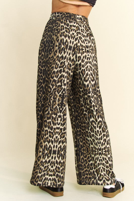 Leopard Print Wide Leg Trousers by Davi & Dani