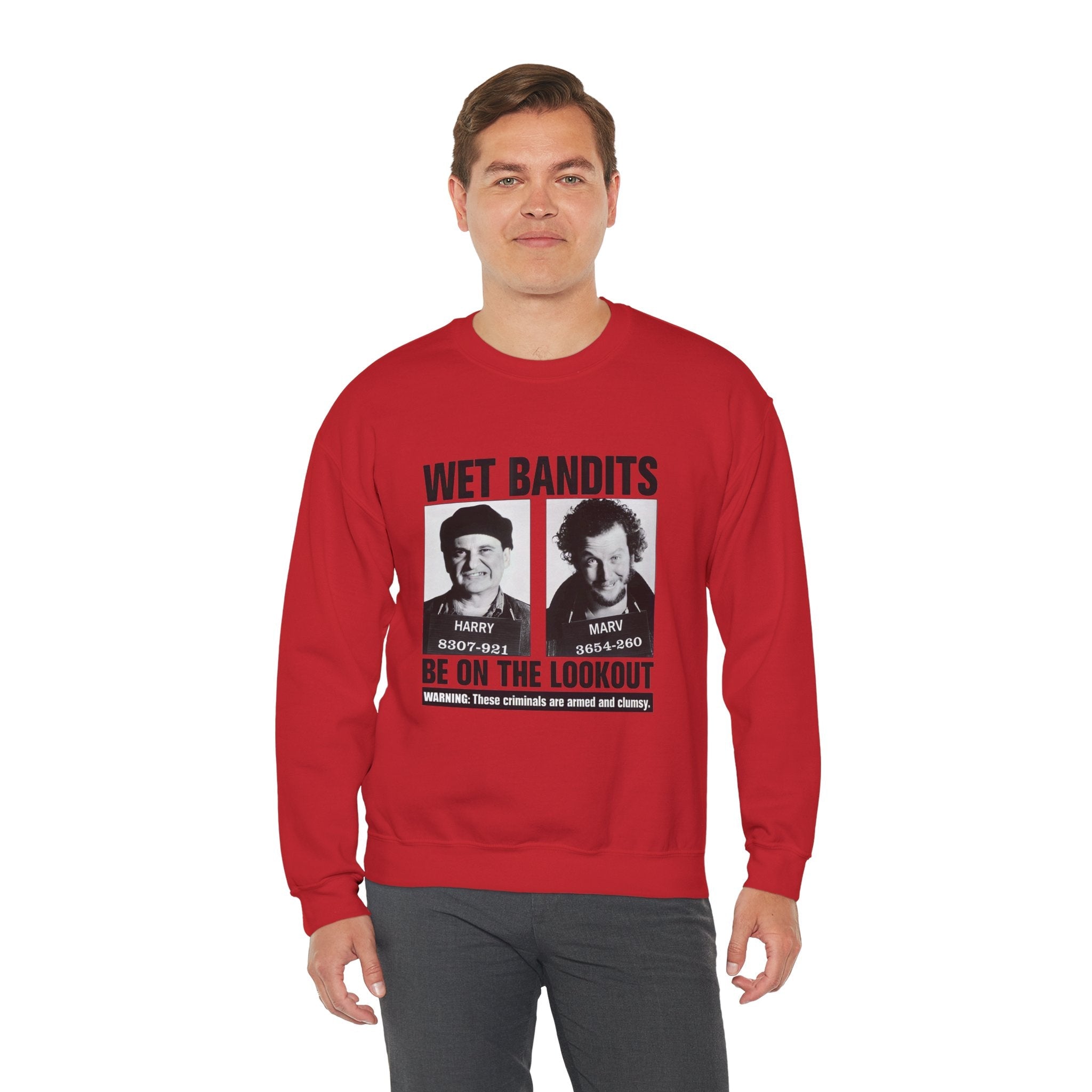 Wet Bandits Home Alone Christmas Sweatshirt With Mugshots Graphic Holiday Heist Edition Coco’s Tee Boutique