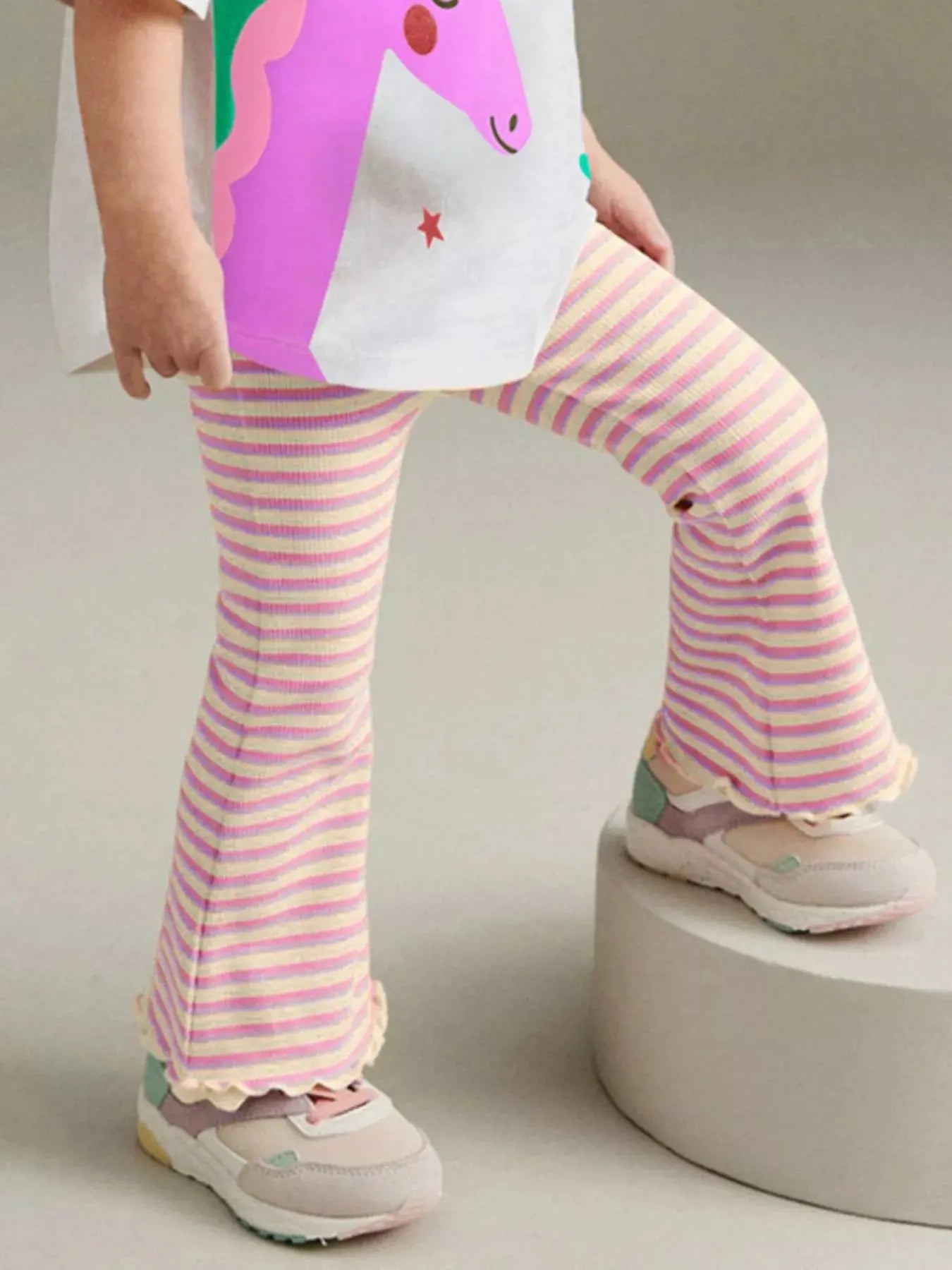 Children's Unicorn Graphic Tee and Striped Pants Set Simply Love