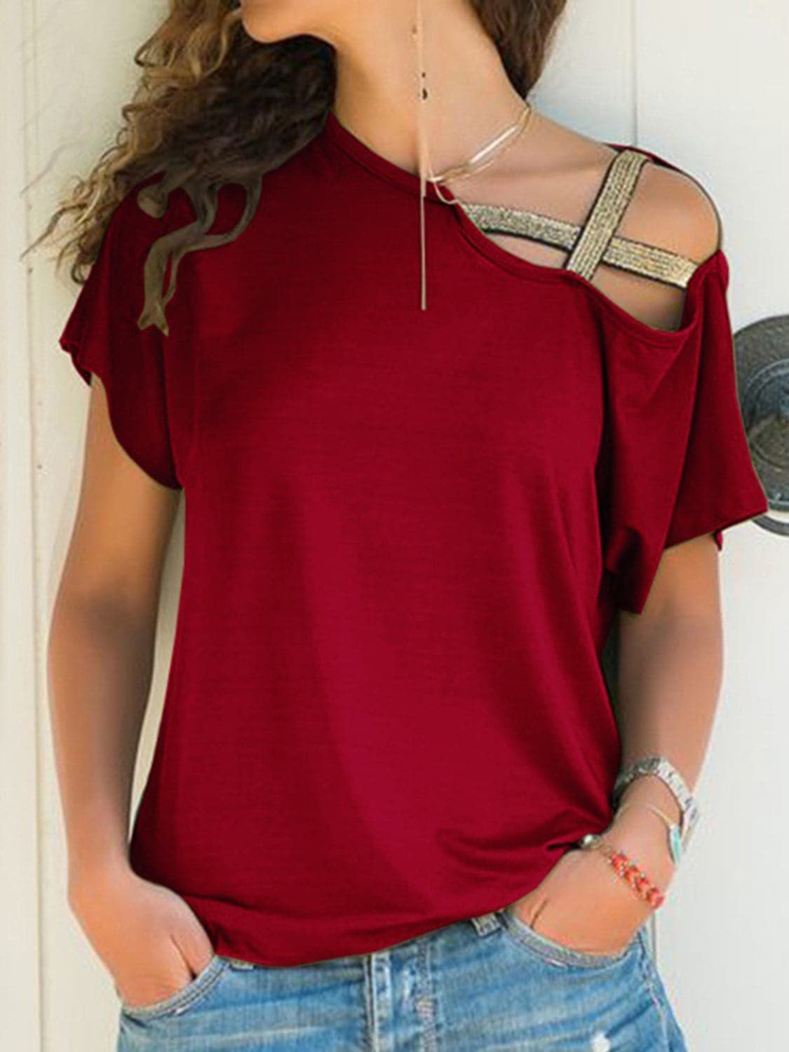 Asymmetrical short sleeve tee