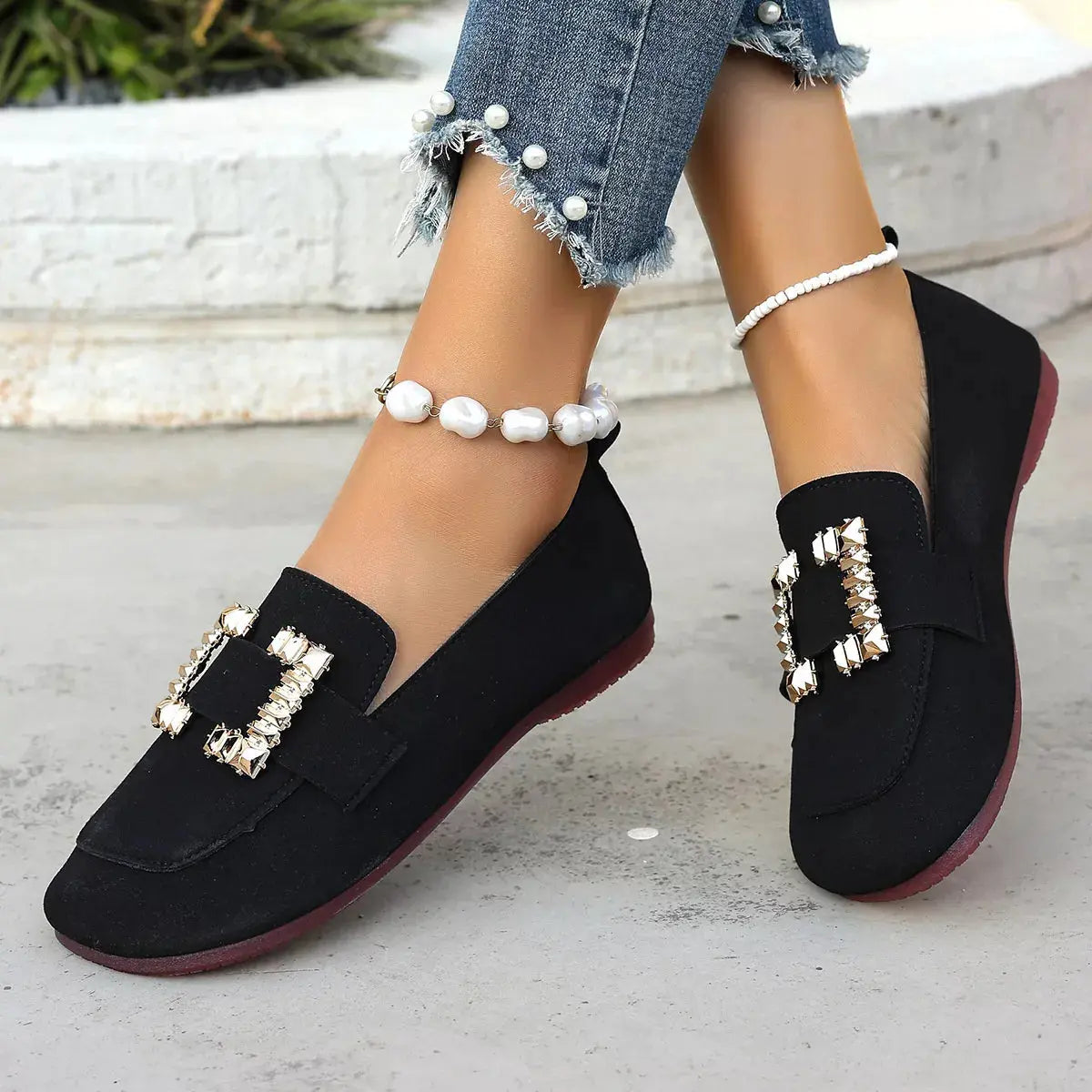 Decor Buckle Round Toe Slip-On Simply Love