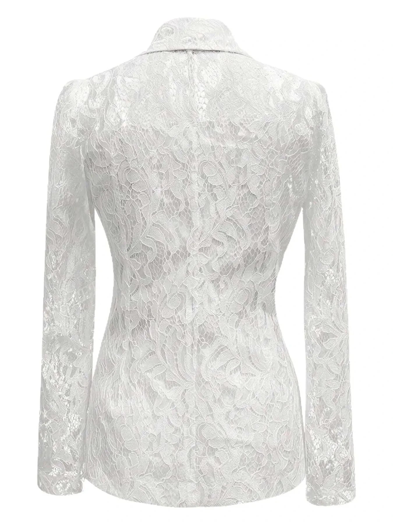 Floral Pattern Lace Single-Breasted Blazer Coco’s Tee Boutique