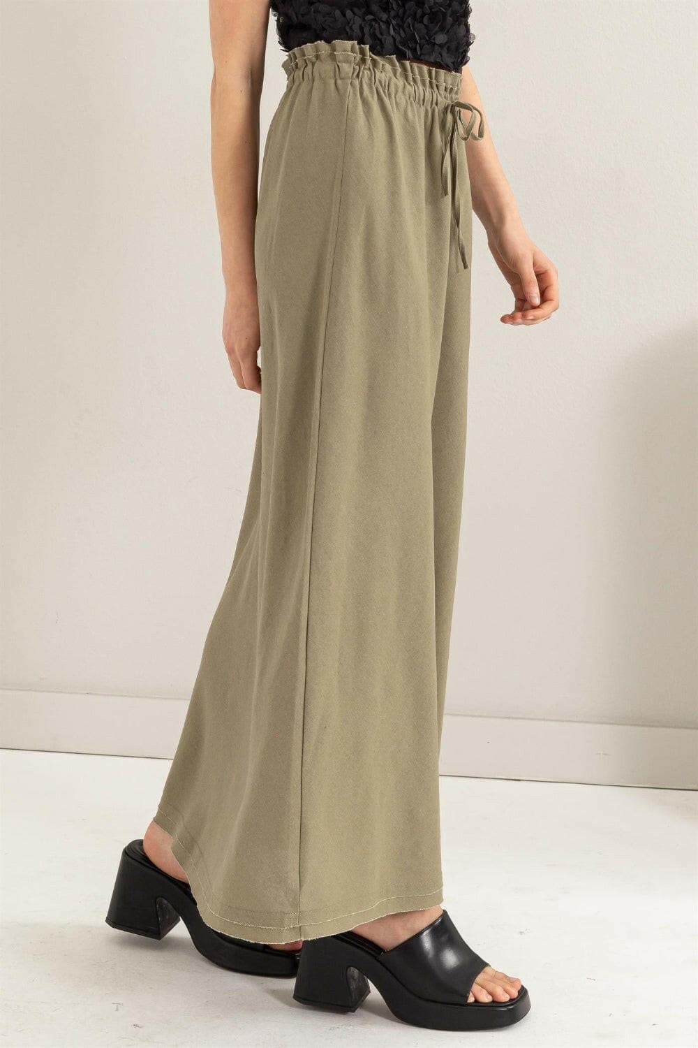 HYFVE Drawstring Washed Linen Maxi Skirt.