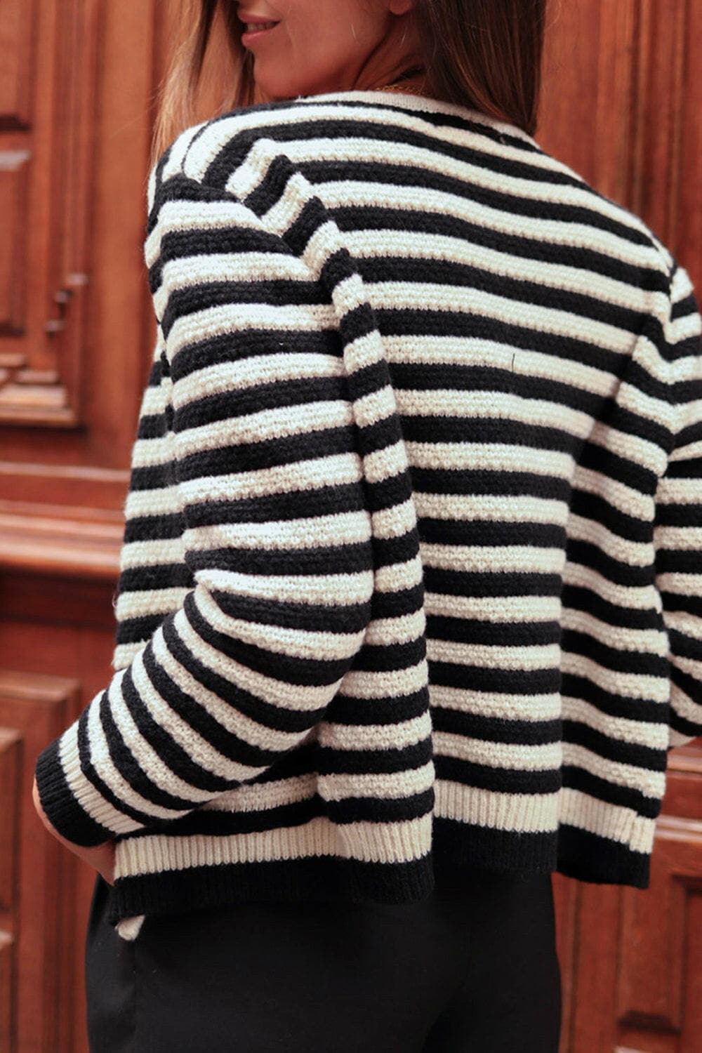 Striped Button Down Cardigan.