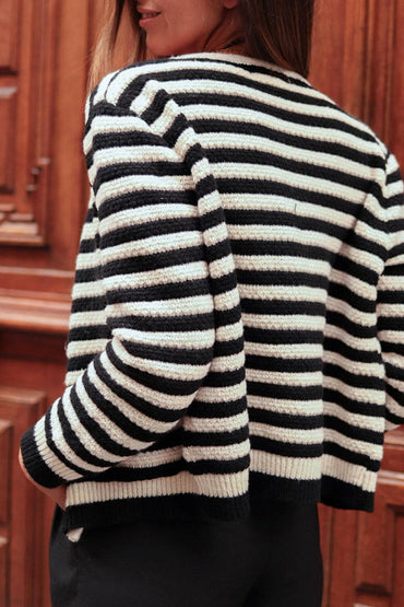 Striped Button Down Cardigan.