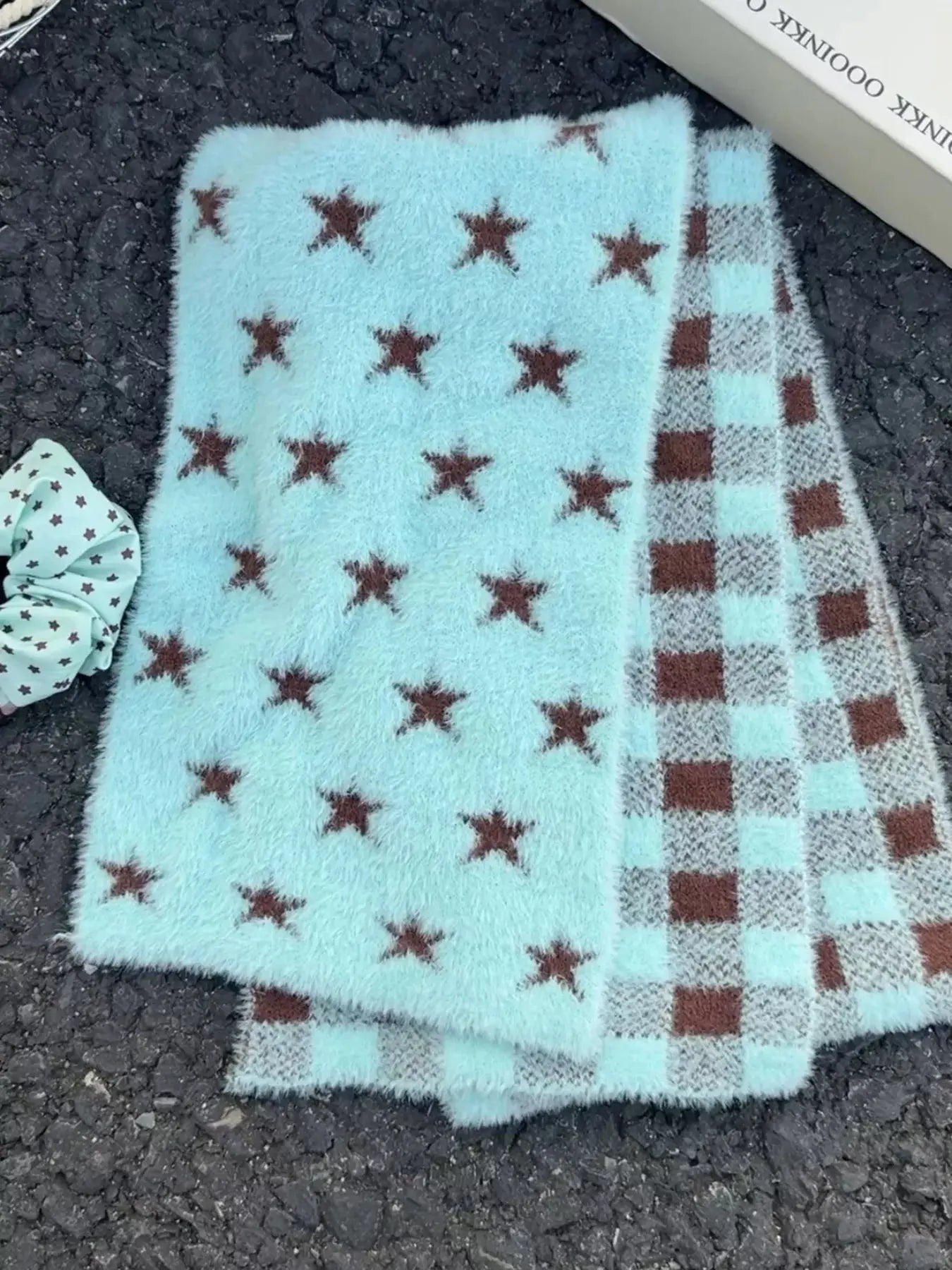 Star Plaid Plush Scarf Simply Love