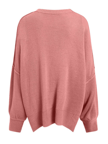 Cozy chic long sleeve sweater with side slits