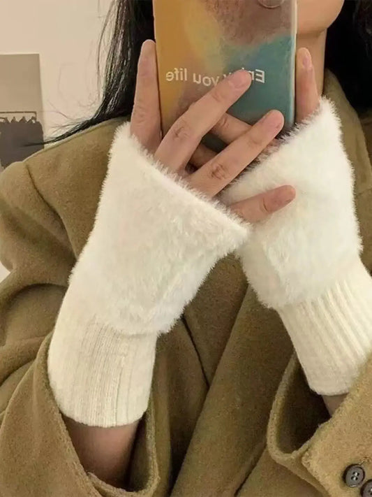 Fuzzy Cuff Fingerless Gloves Simply Love
