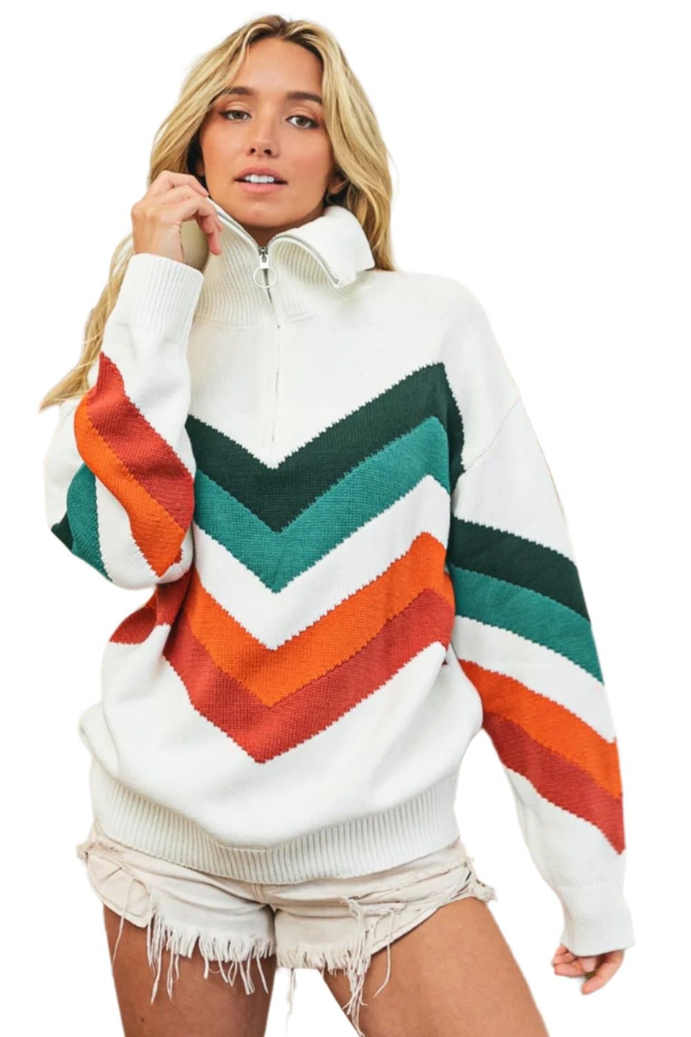 BiBi Multi Color Chevron Pattern Sweater.