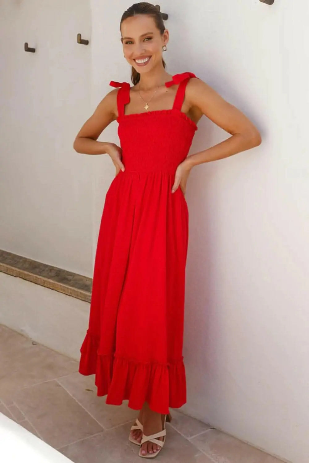 Elegant smocked ruffled dress - Love Salve 