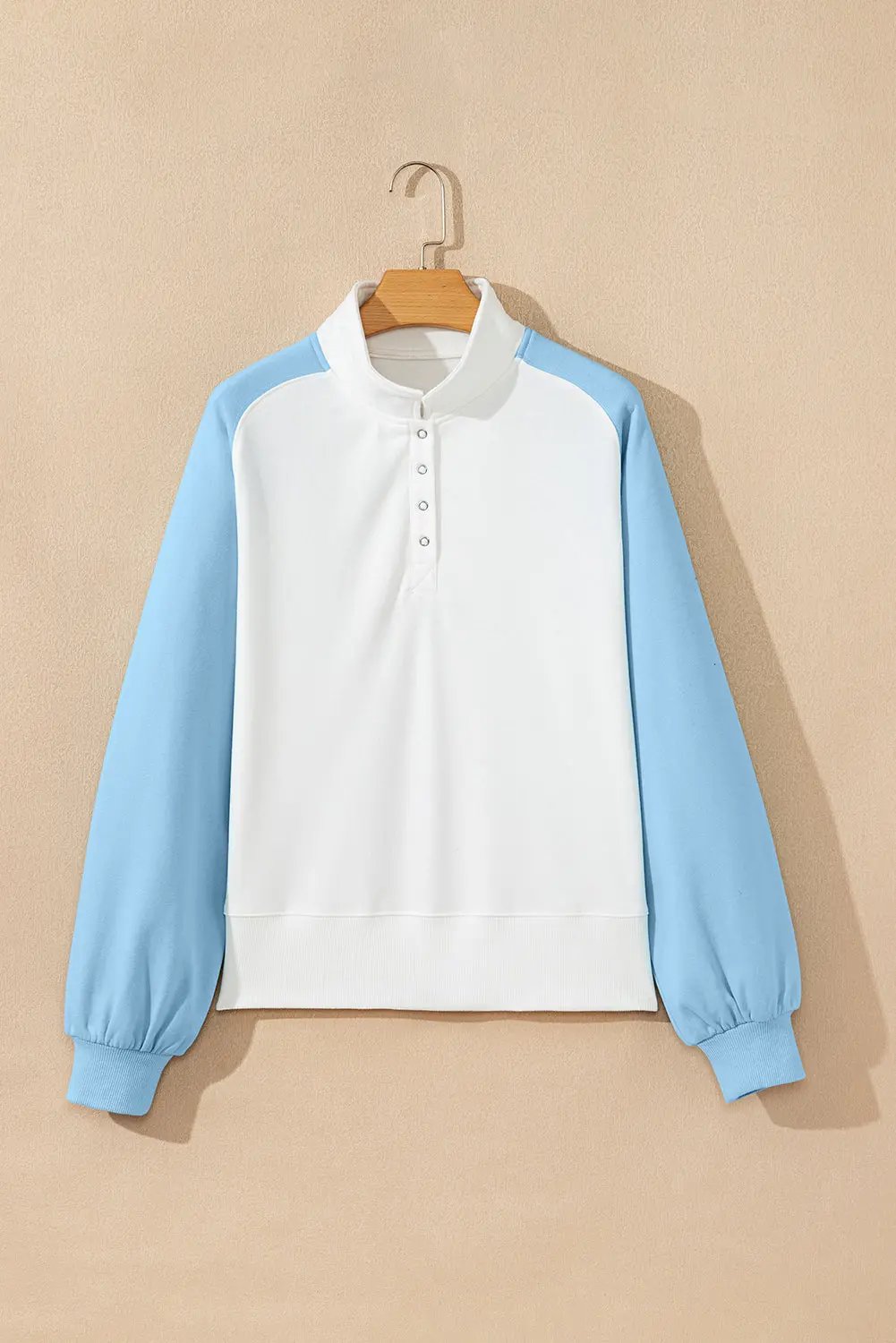 Premium Beau Blue Colorblock Snap Buttons Pullover Sweatshirt Dear-Lover Dropshipping