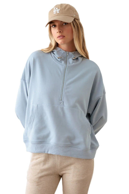 Le Lis Half Zip Drawstring Mock Neck Hoodie.