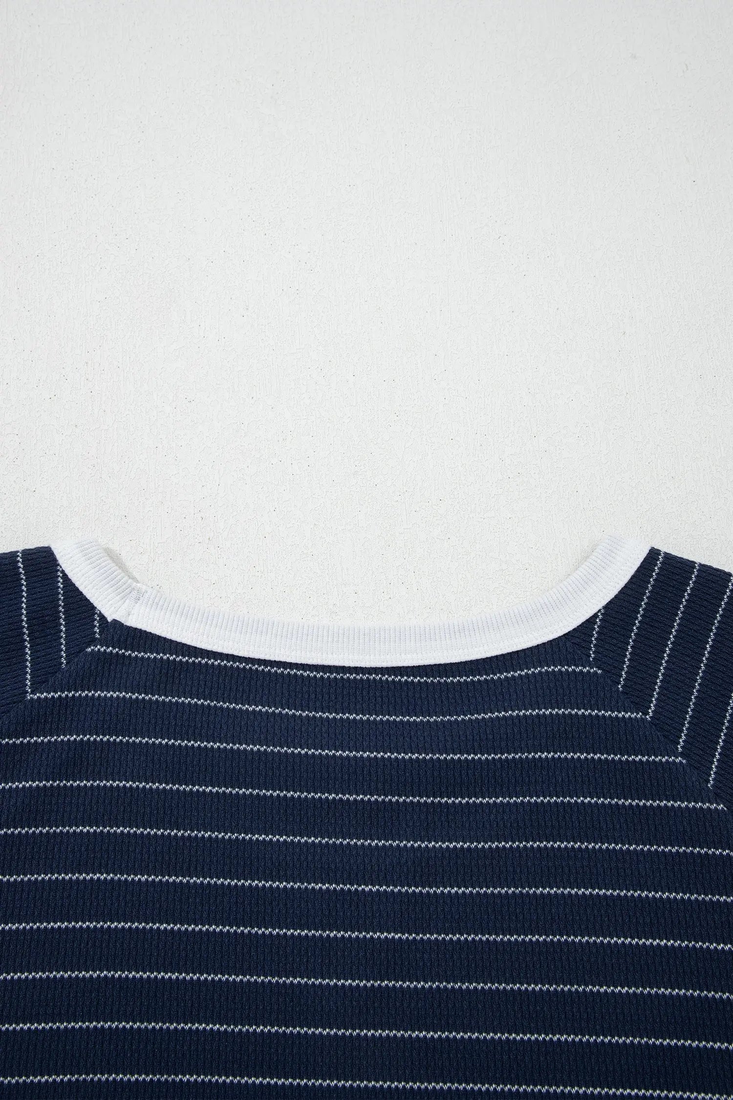 Blue Stripe Plus Size Ribbed T Shirt With Contrast Trim Dear-Lover Dropshipping
