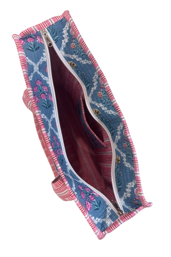 SC - ETA 7/14 - Cottagecore Blue Floral Quilted Tote Bag