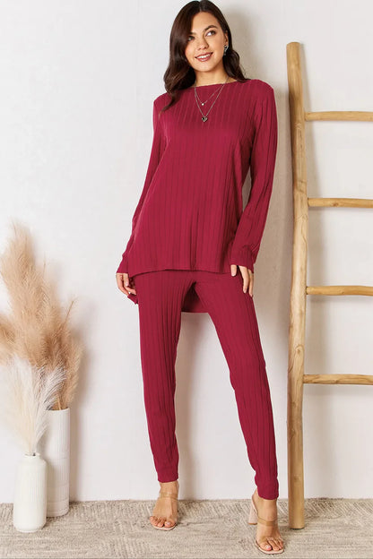 ShopBasicbae: Ribbed High-Low Set