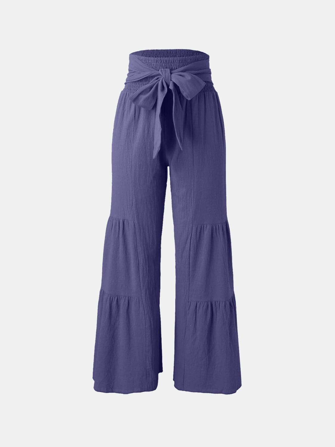 Tied Ruched Wide Leg Pants.