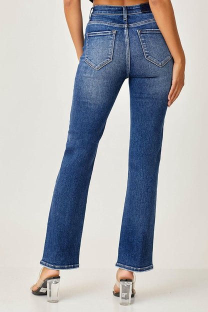 RISEN Mid Rise Slim Straight Jeans.