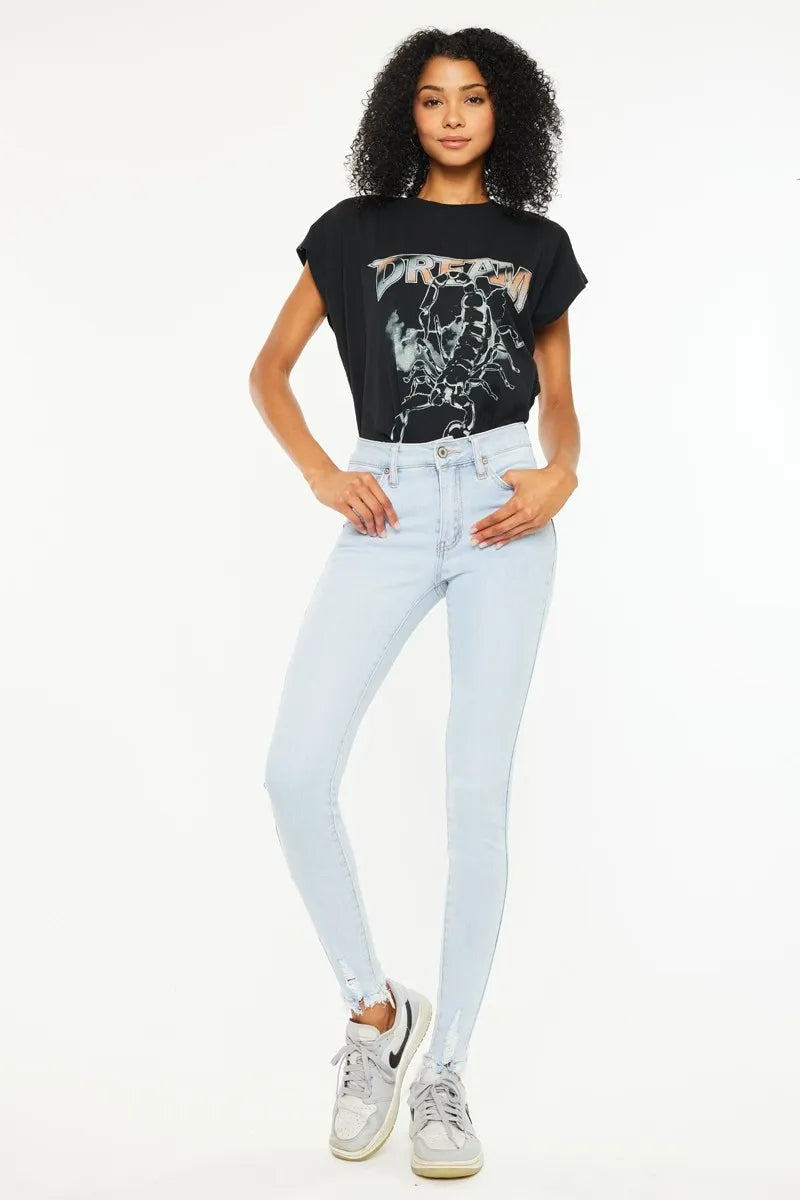 Kancan High Rise Super Skinny Jeans for Women in Light Blue Wash - Love Salve 