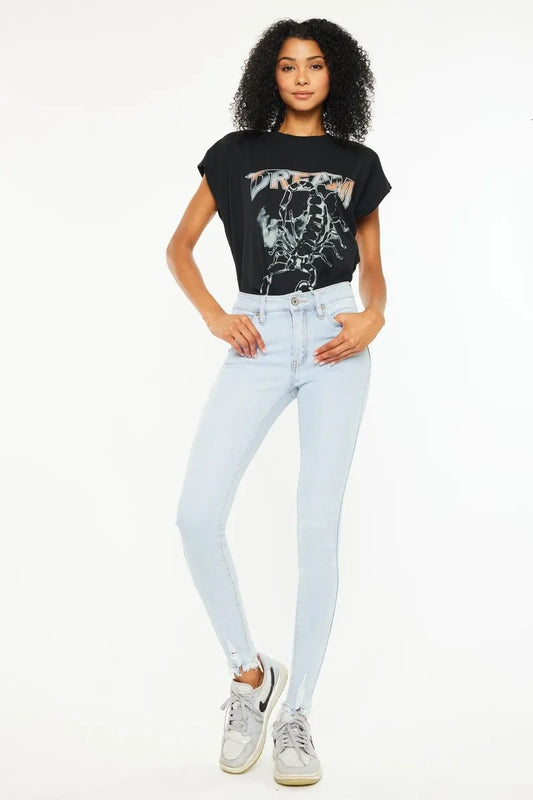 Kancan High Rise Super Skinny Jeans for Women in Light Blue Wash - Love Salve 