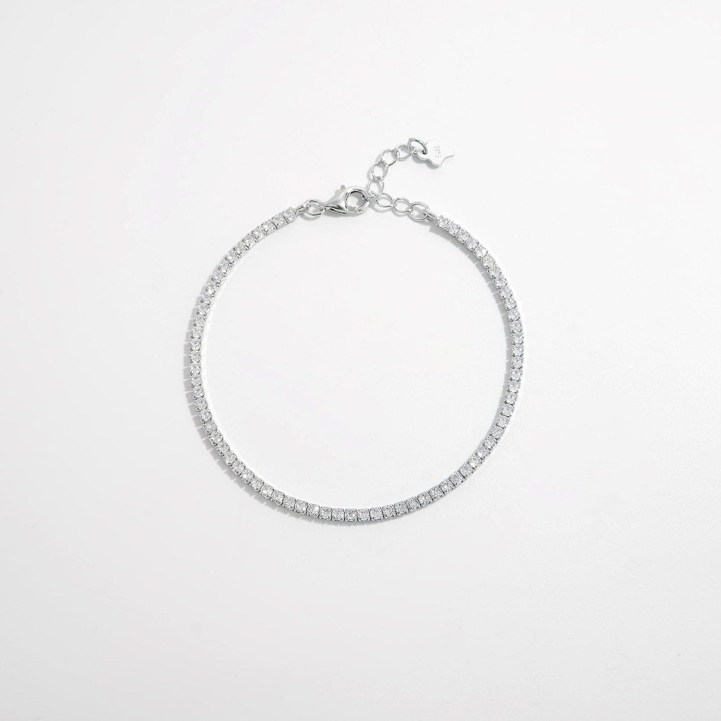 925 Sterling Silver Inlaid Zircon Bracelet.