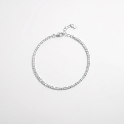 925 Sterling Silver Inlaid Zircon Bracelet.